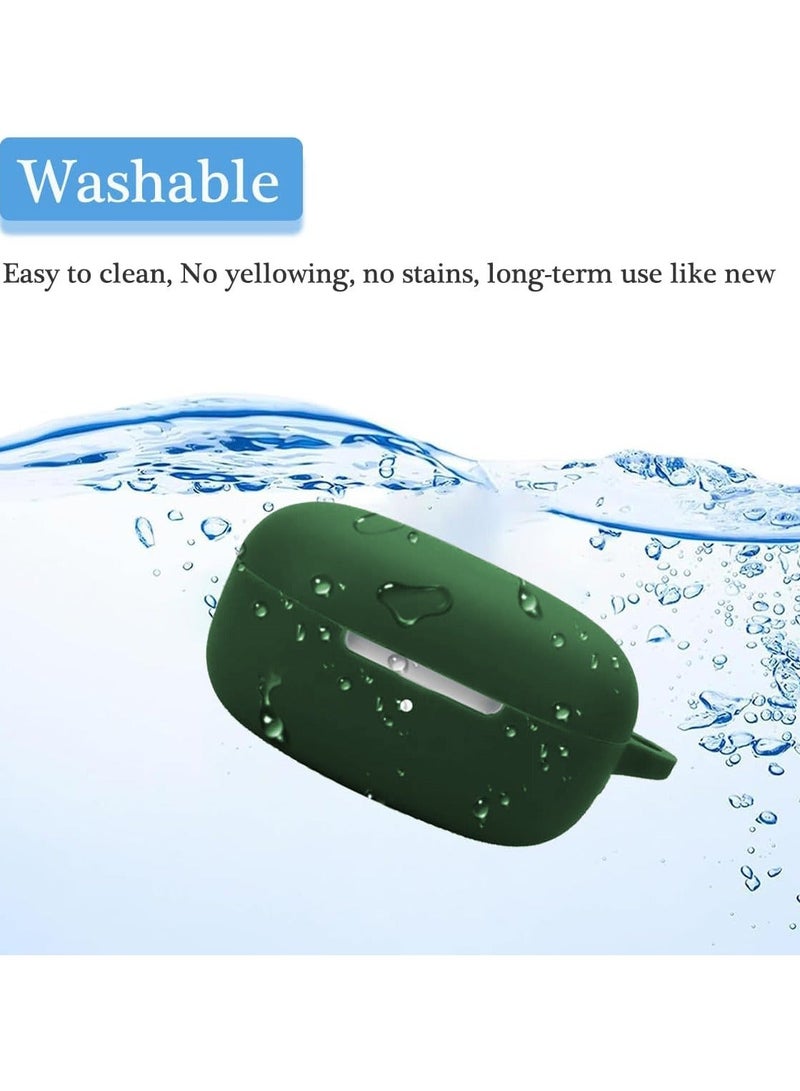 QIRG Silicone Case for Redmi Buds 6 Play with Carabiner&Cleaning tool, Soft and Flexible, Ultra-Thin Shockproof Cover Slim-Fit Anti-Fall Earphone Case-Green - Image 3